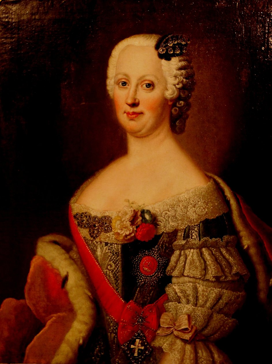 Portrét Johanny-Elizabeth, elektorky z Anhalt-Zerbstu 1712-1760, matky Kateřiny II., 40. léta 18. století od Antoine Pesne