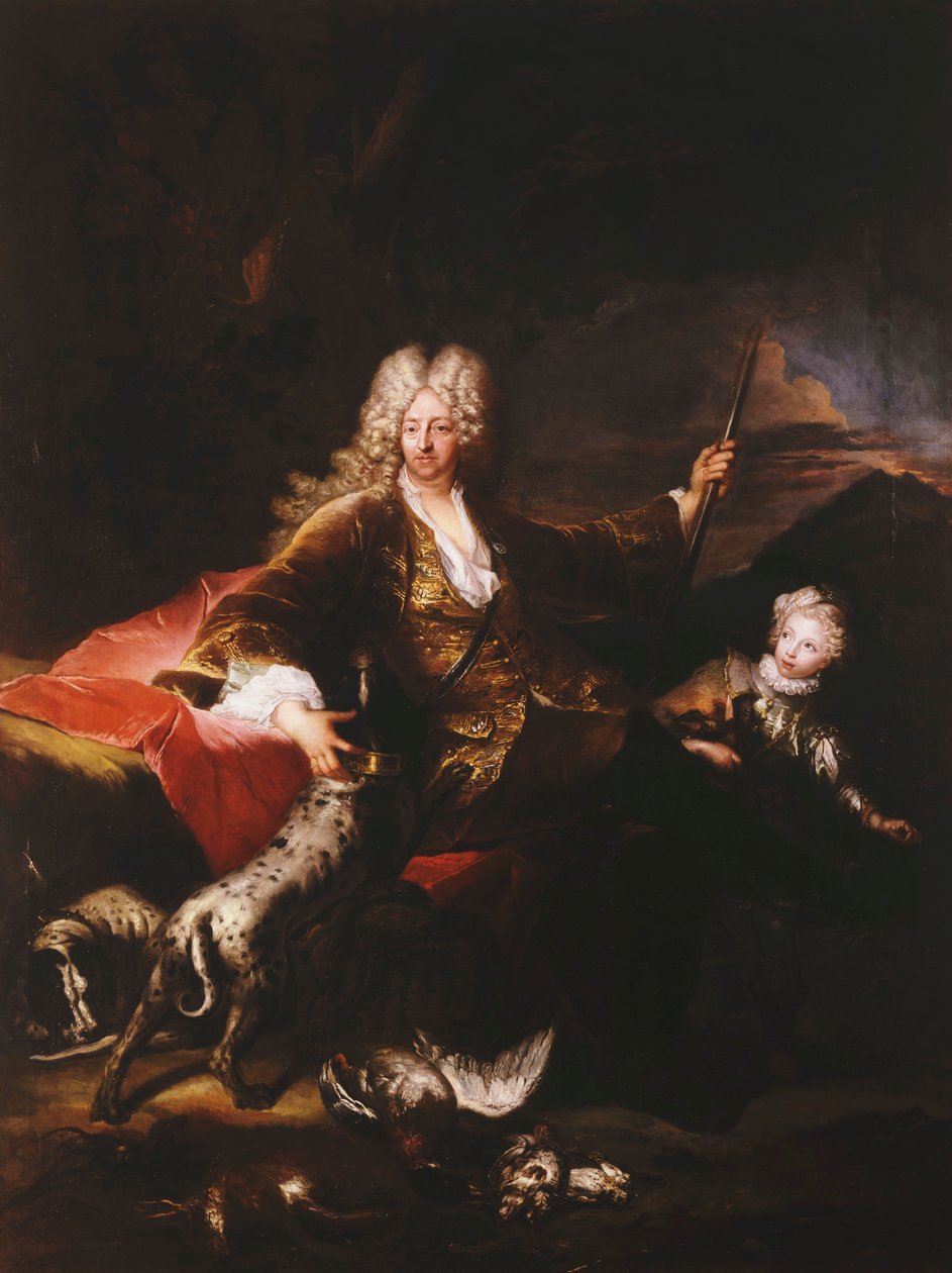 Portrét Marchese Paola Corbelliho, celovečerní, sedící na břehu na okraji lesa, 1709 od Antoine Pesne