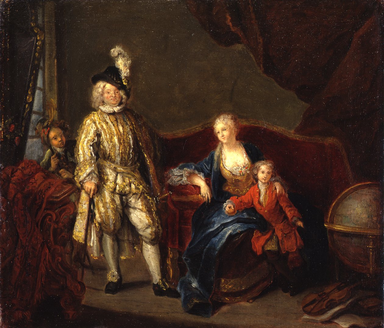 Kapitán švýcarské gardy von Erlach s rodinou od Antoine Pesne