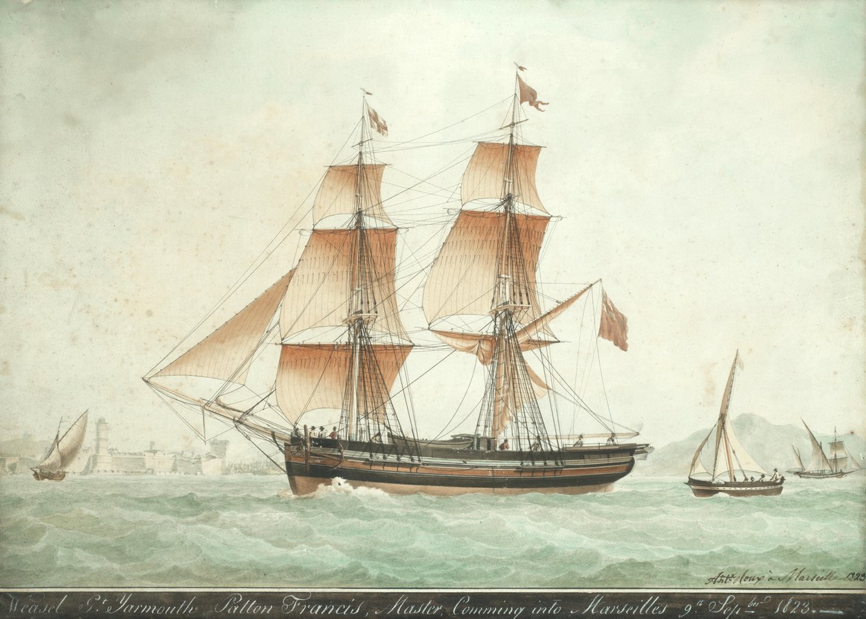 Lasička přijíždí do Marseille, 9. září 1823 od Antoine Roux