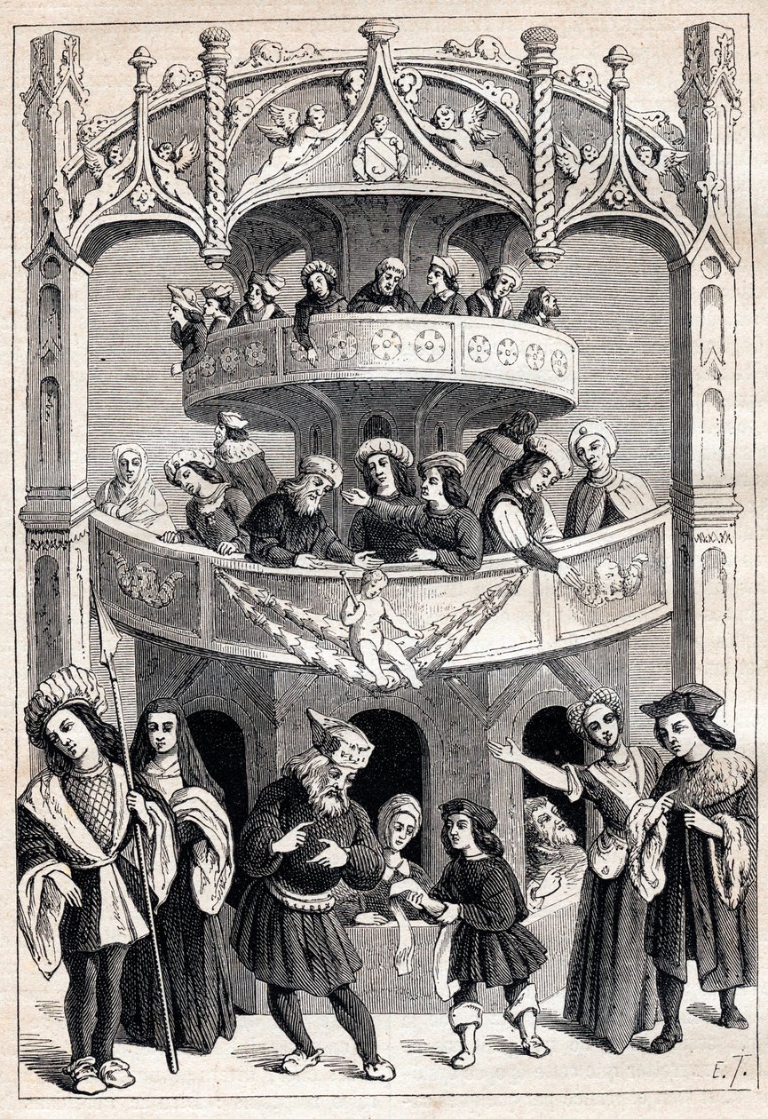 Frontispice „“Le Grant Therence en Francois““ od Antoina Verarda (aktivní 1485-1512) – divadelní představení v 16. století od Antoine Verard