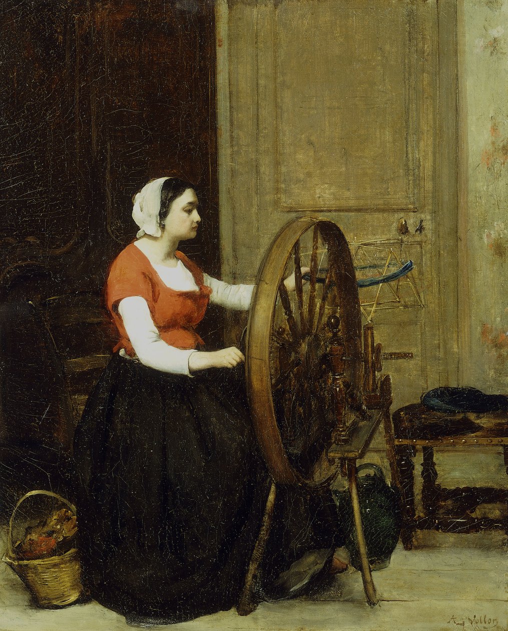 Žena a kolovrat, kolem roku 1860? od Antoine Vollon