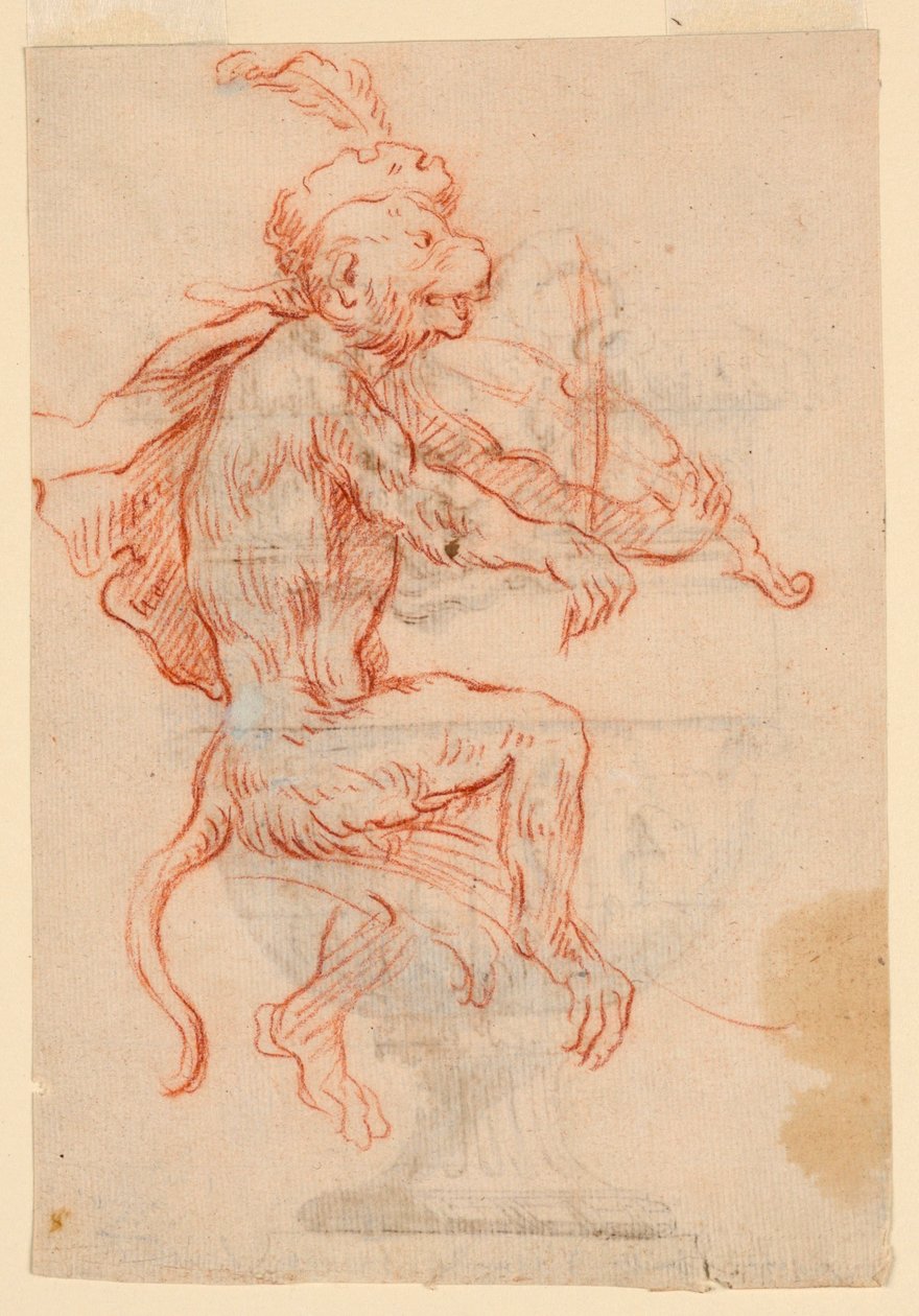 Opice hrající na housle od Antoine Watteau