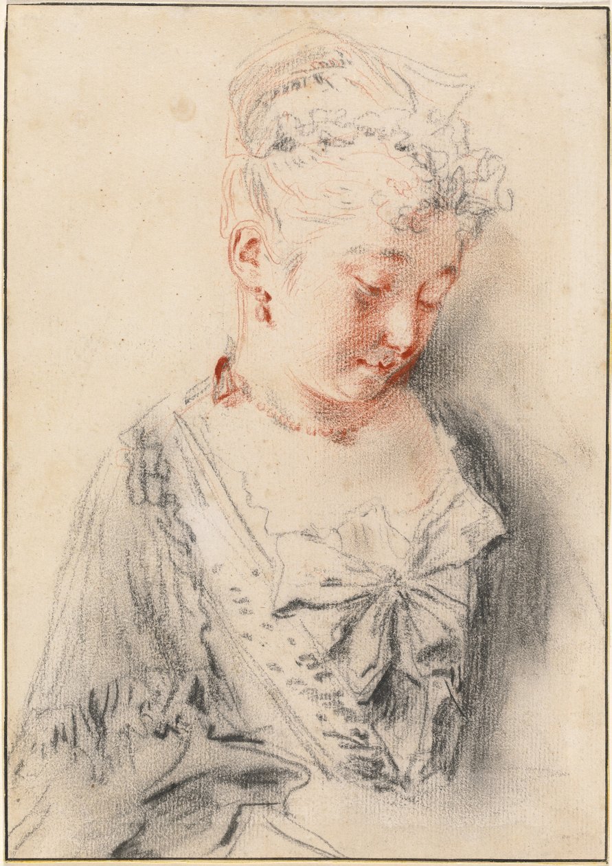 Sedící žena Při pohledu Dolů od Antoine Watteau