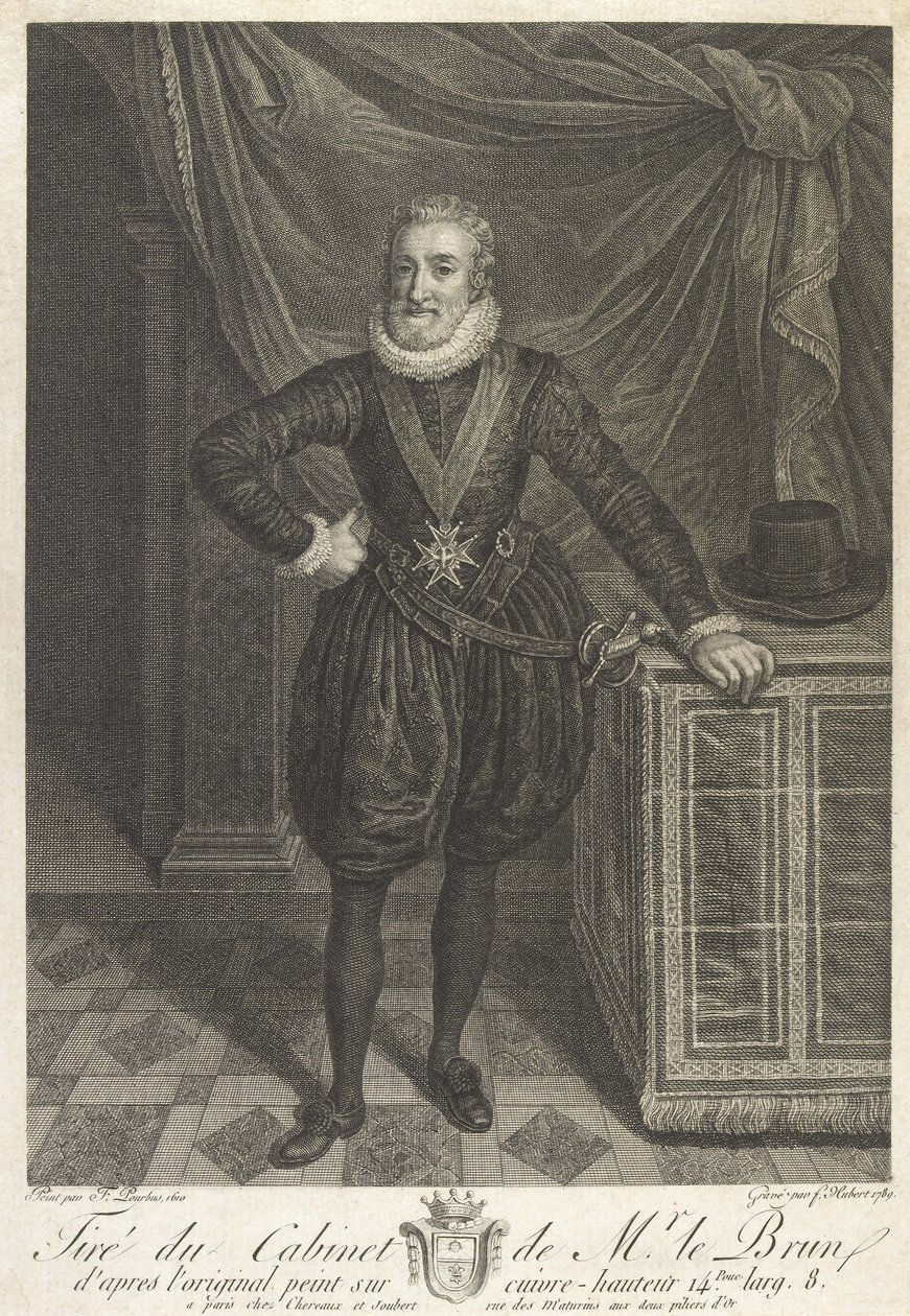 Portrét Jindřicha IV. v polovině délky (grafit na papíře) od Antoine de Marcenay de Ghuy