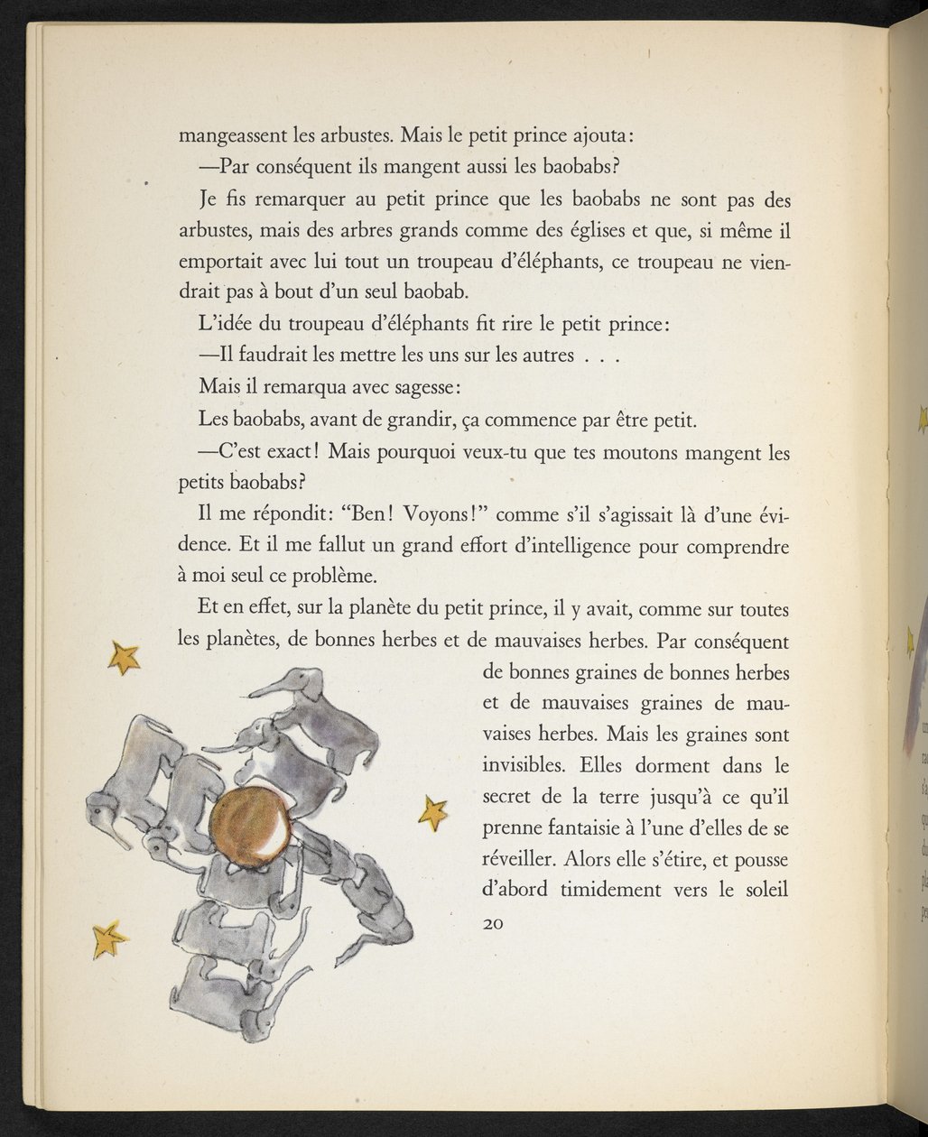Sloni, ilustrace z knihy Malý princ, Antoine de Saint-Exupéry od Antoine de Saint Exupery