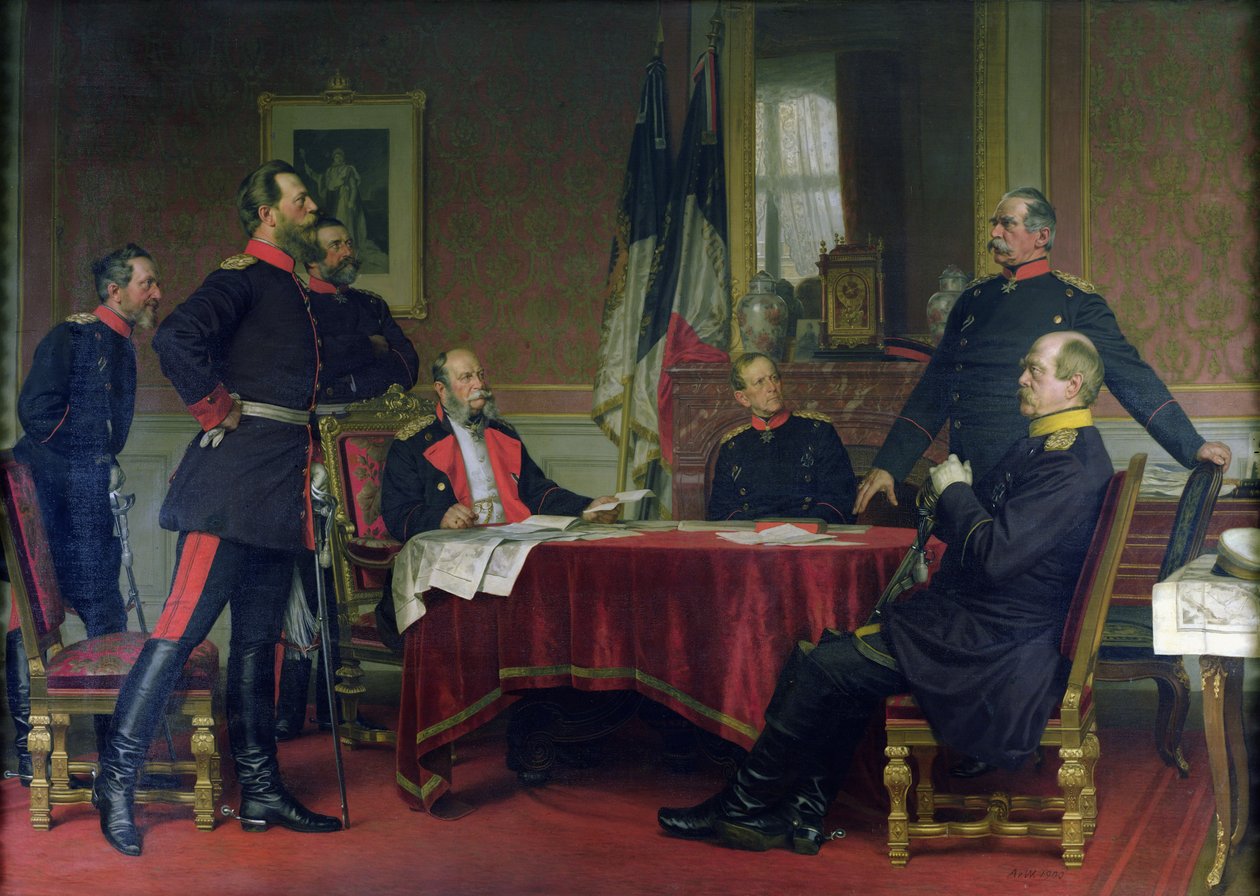 Diskuse o válečné strategii ve Versailles, 1900 od Anton Alexander von Werner