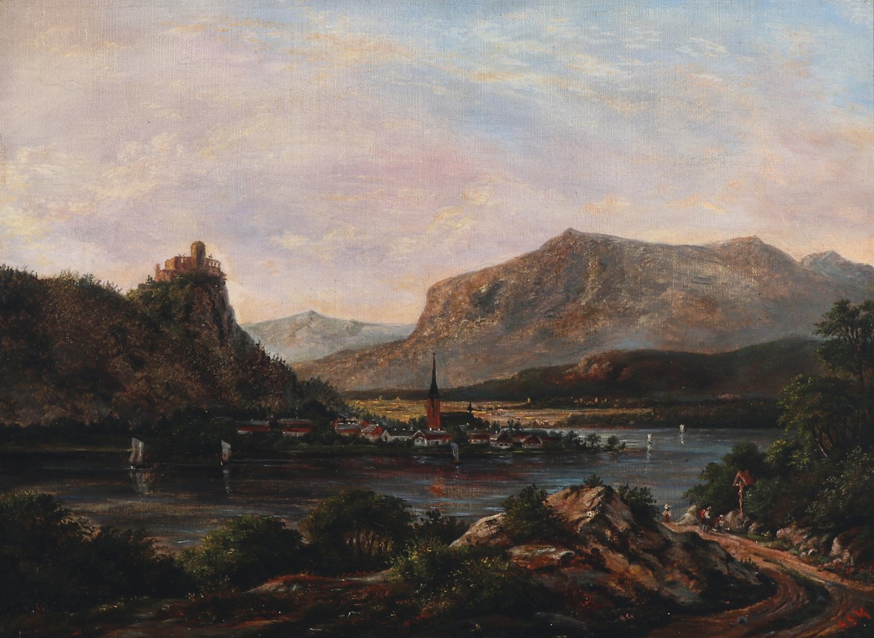Riverscape s hradem na vrcholu. od Anton Eduard Kieldrup