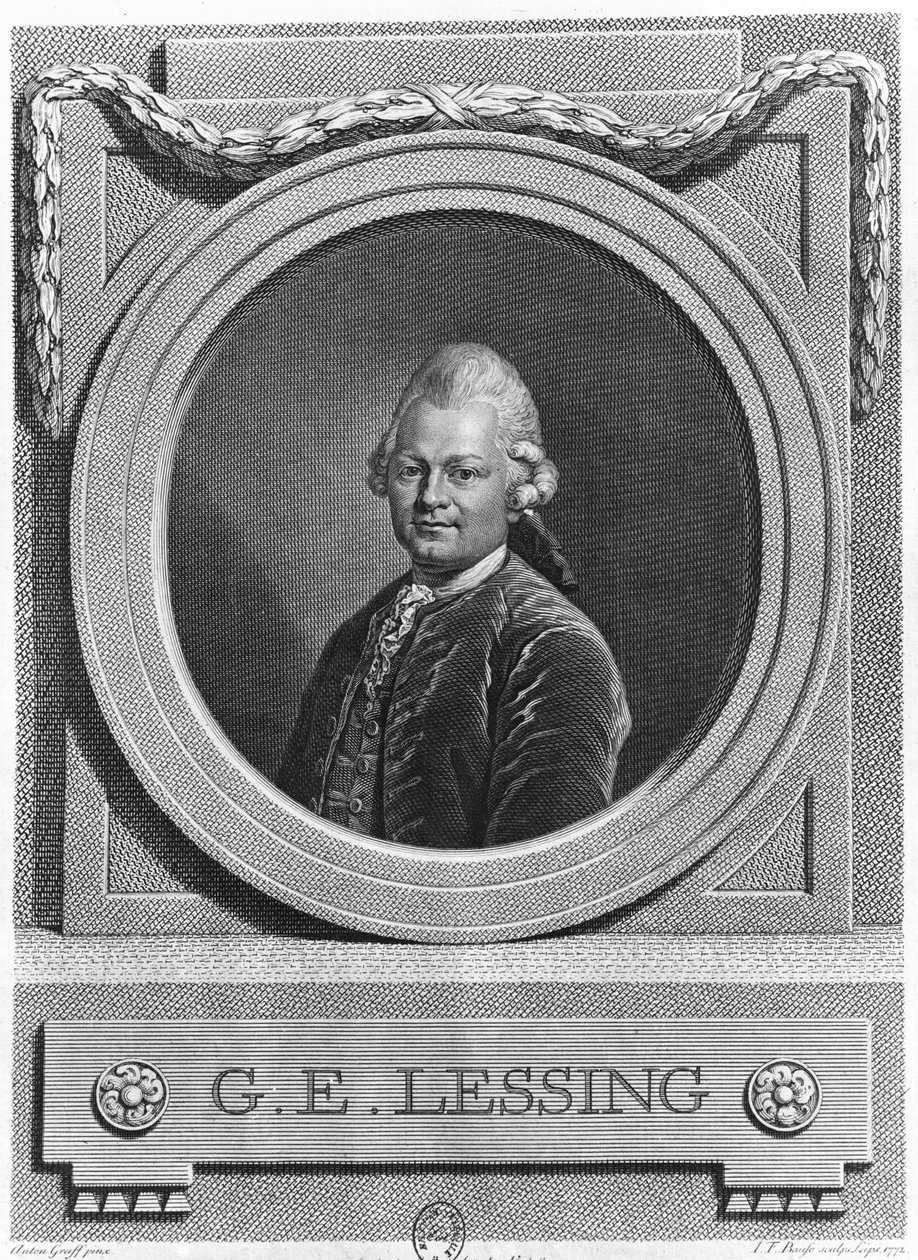 Portrét Gottholda Ephraima Lessinga (1729-81) vyrytý Johannem Friedrichem Bauem (1738-1814) 1772 od Anton Graff