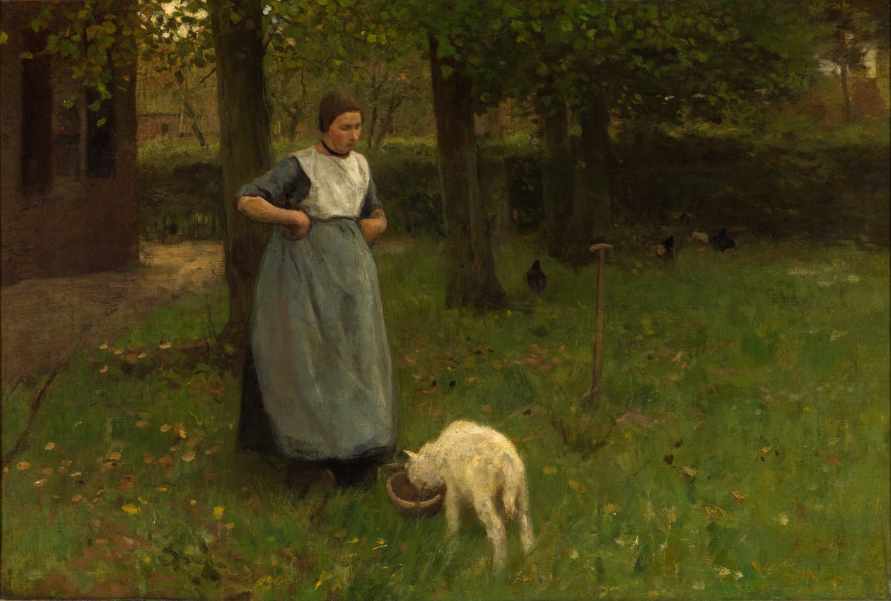Žena z Larenu s jehněčím od Anton Mauve
