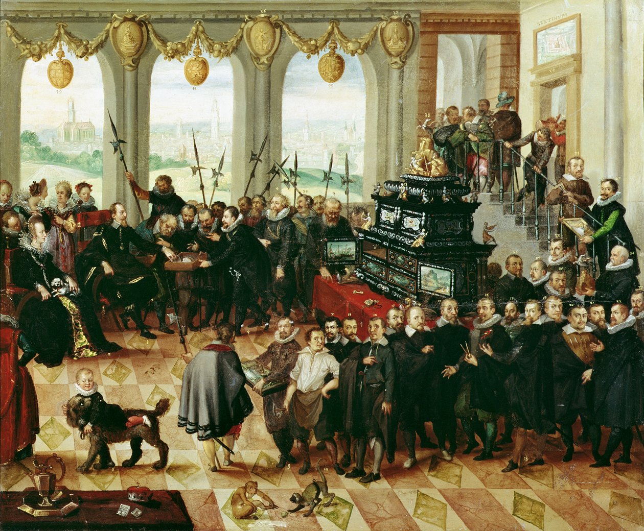 Prezentace pomořského Kunstschranku vévodovi Filipovi II. z Pomořanska-Štětína (1606–1618) v roce 1617 (panel) od Anton Mozart
