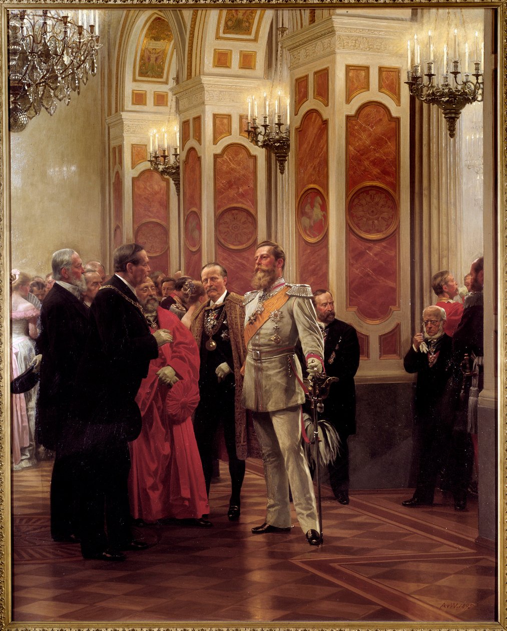 Kronprinz William z Pruska (1882-1951) na dvorním plese (olej na plátně) od Anton Alexander von Werner