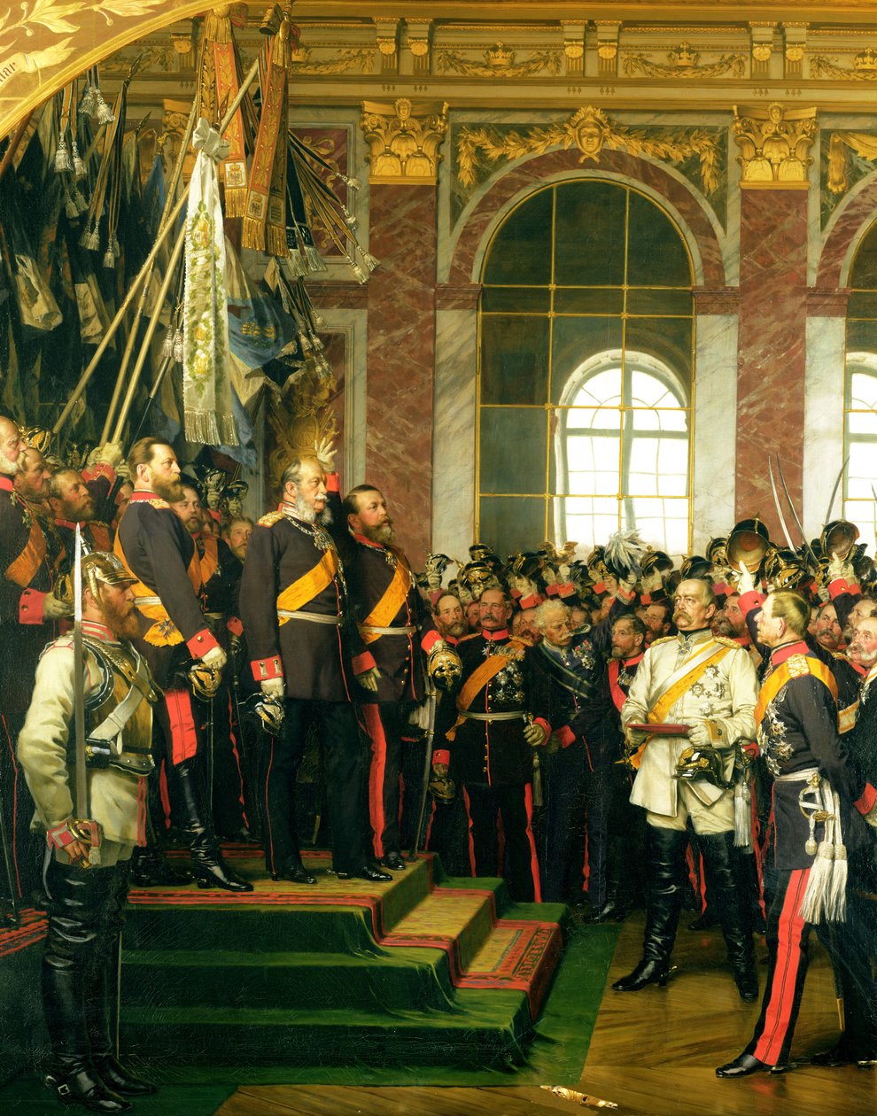 Proklamace Wilhelma jako císaře nové Německé říše v Zrcadlovém sále ve Versailles 18. ledna 1871, malba 1885 (viz také 153620) od Anton Alexander von Werner