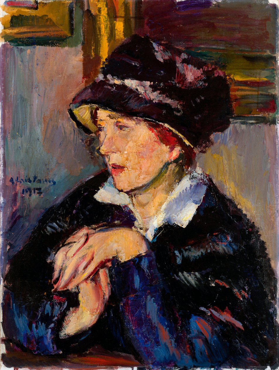 Žena s tmavým kloboukem - obraz Antona Faistauera (1887-1930) olej na plátně od Anton Faistauer