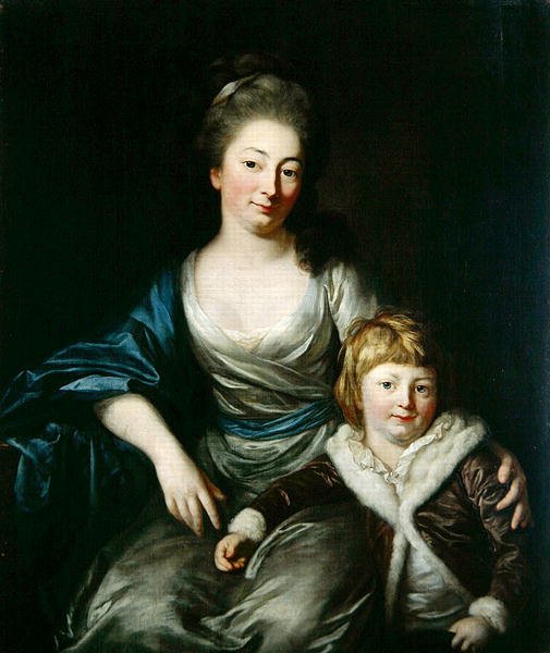 Johanna Amalie, hraběnka Senfft von Pilsach se synem Jindřichem (olej na plátně) od Anton Graff