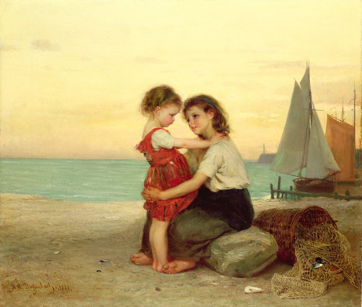 Sestry na pláži, 1871 od Anton Heinrich Dieffenbach