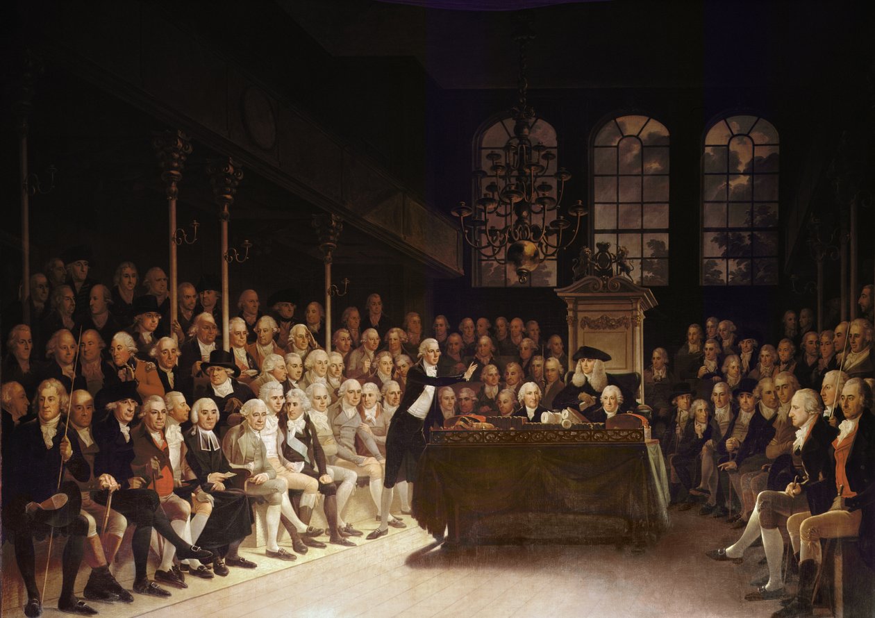 Projev Williama Pitta v Dolní sněmovně k vyhlášení válek Francii 1793 od Anton Hickel