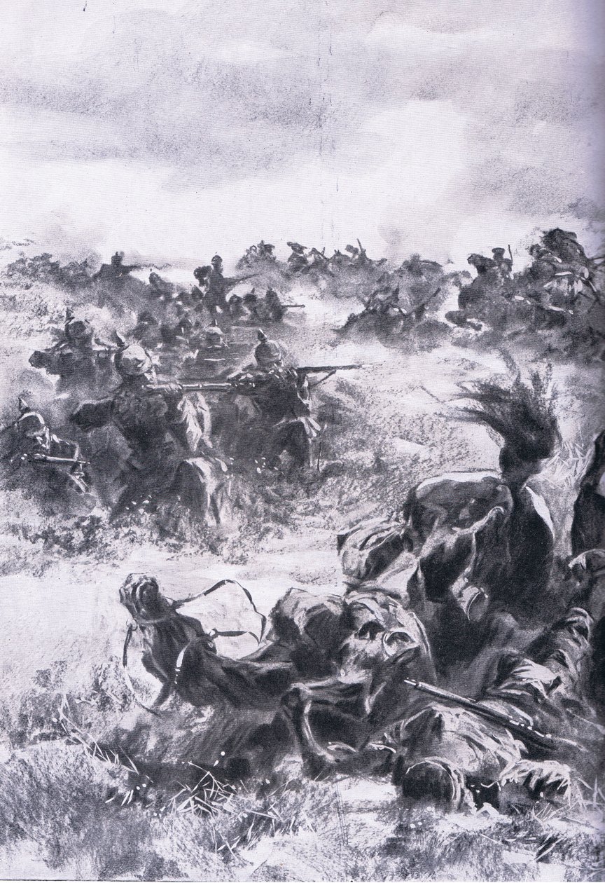 Porážka 14. ruské jezdecké brigády u Praszyszu, z hospody Ilustrované dějiny světové války 1914-1915. od Union Berlagsefellfchaft od Anton Hoffman