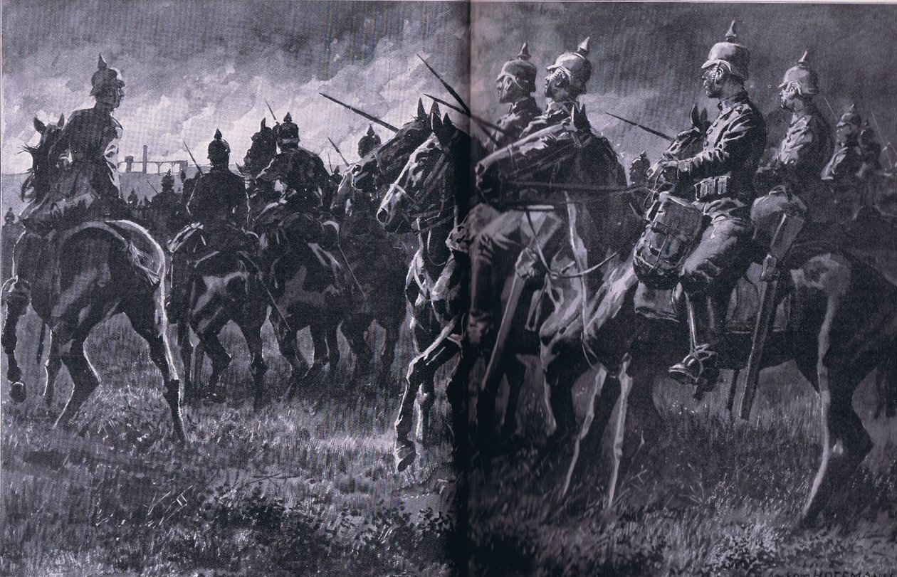 Požár dolu u Libína, z hospody Ilustrované dějiny světové války 1914-1915. od Union Berlagsefellfchaft od Anton Hoffman