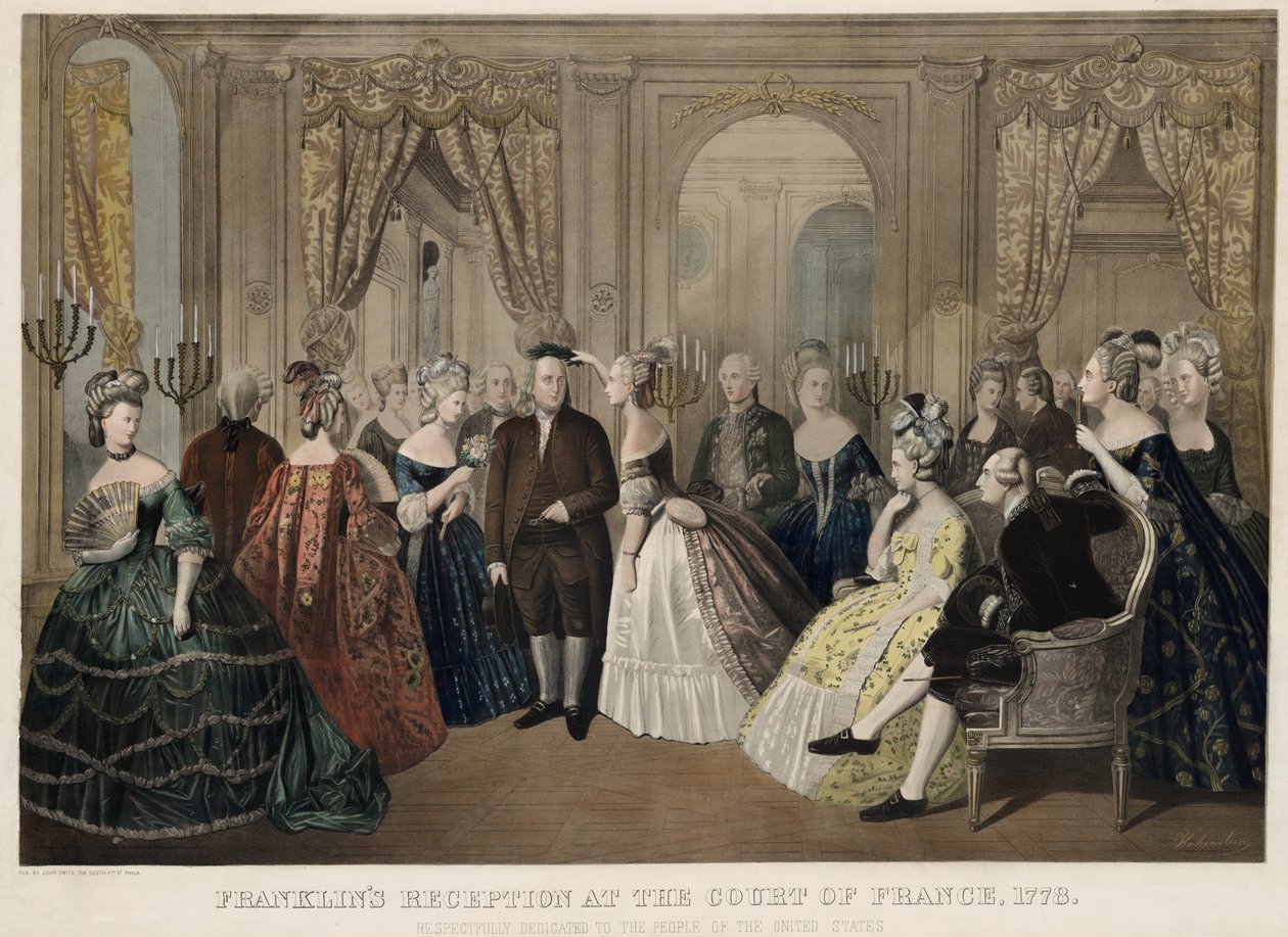 Franklinova recepce na francouzském dvoře, 1778, s úctou věnována lidu Spojených států, hospoda. 1865 od Anton Hohenstein