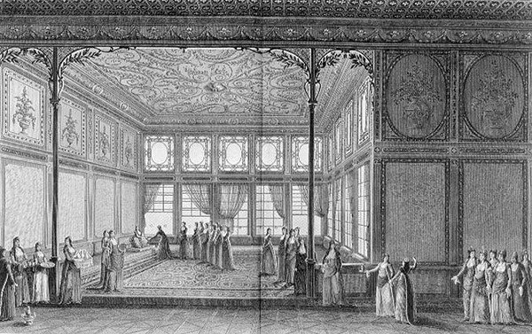 Interiér salonu v paláci Topkapi sultány Hadgeové, sestry Selima III od Anton Ignaz (after) Melling