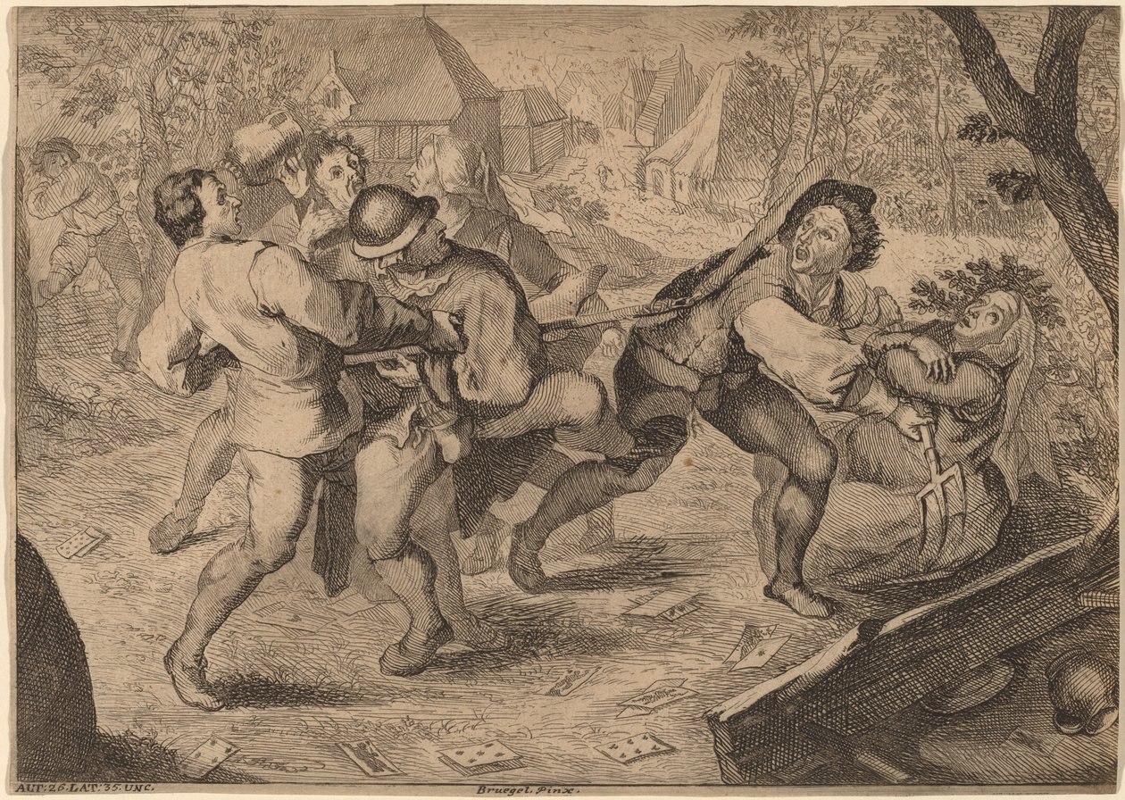Boj rolníků od Anton Joseph Prenner after Pieter Bruegel the Elder