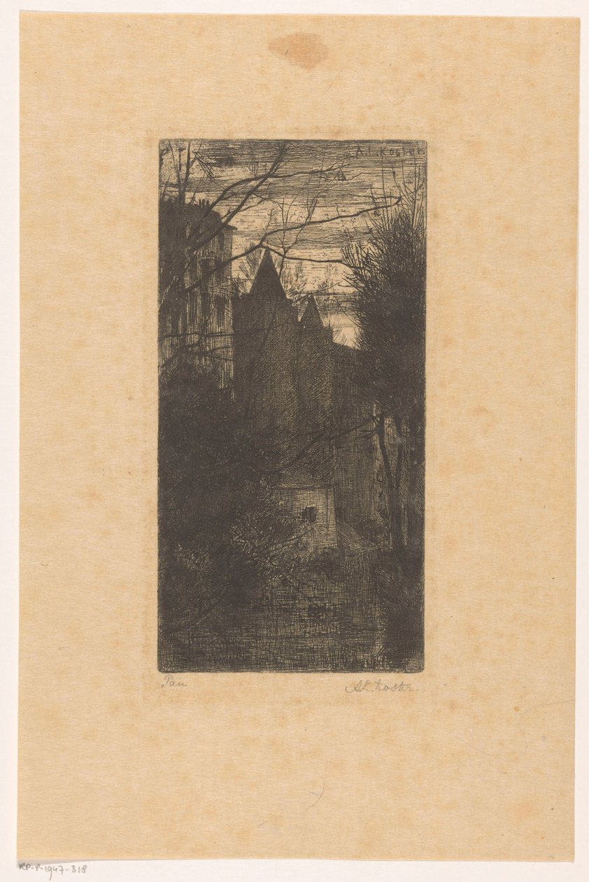 Hrad Pau za soumraku od Anton L. Koster (signed by artist)