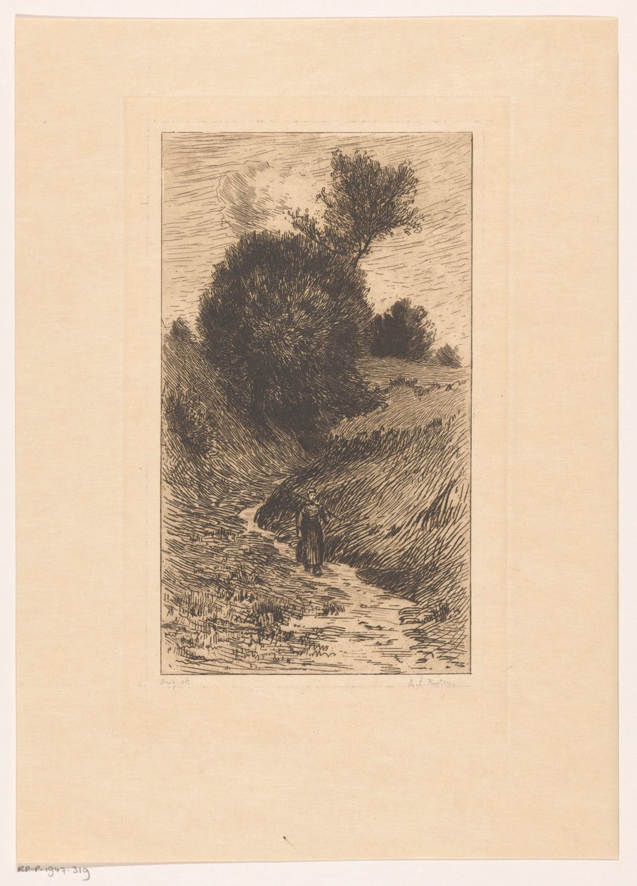Žena na zapadlé silnici od Anton L. Koster (signed by artist)