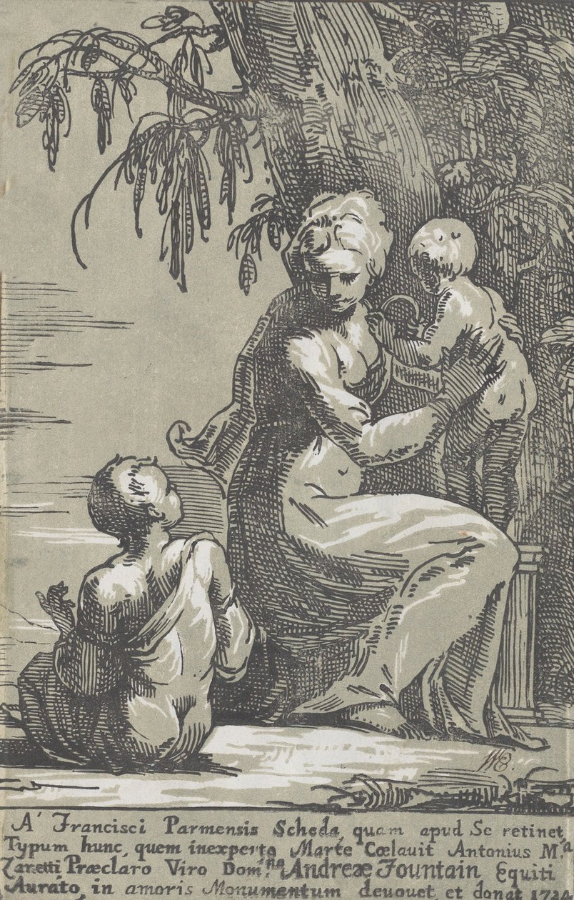 Žena stojící u paty stromu držící nemluvně se sedícím chlapcem, 1724. od Anton Maria Zanetti