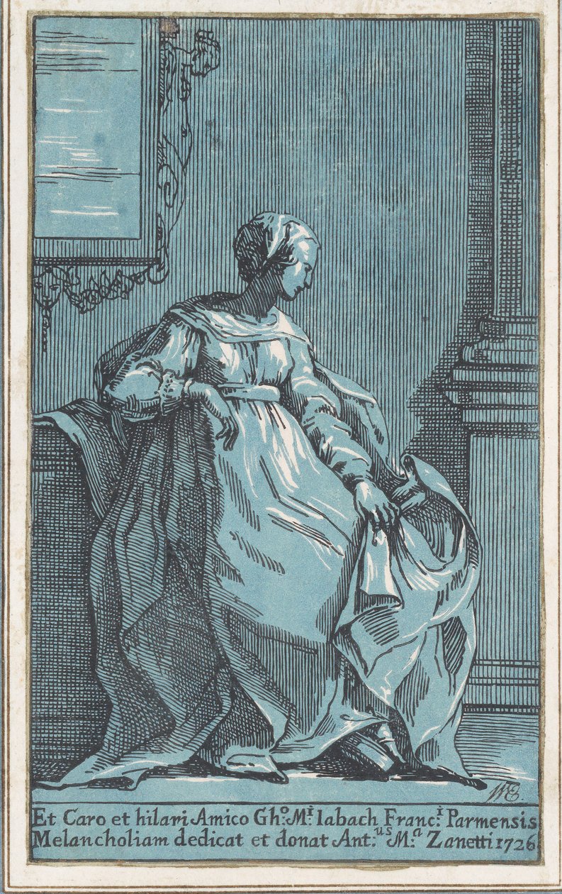 Žena sedící v místnosti melancholie, 1726. od Anton Maria Zanetti