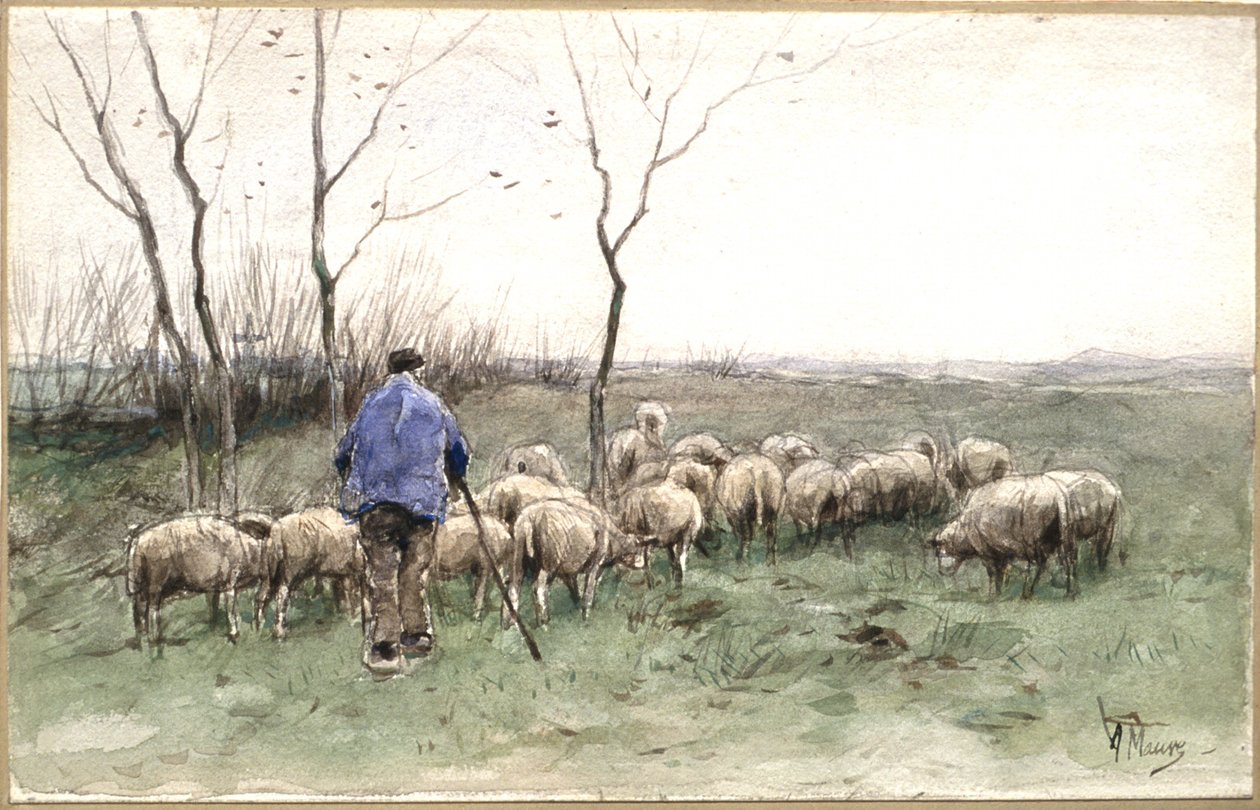 Pastýř a jeho stádo od Anton Mauve