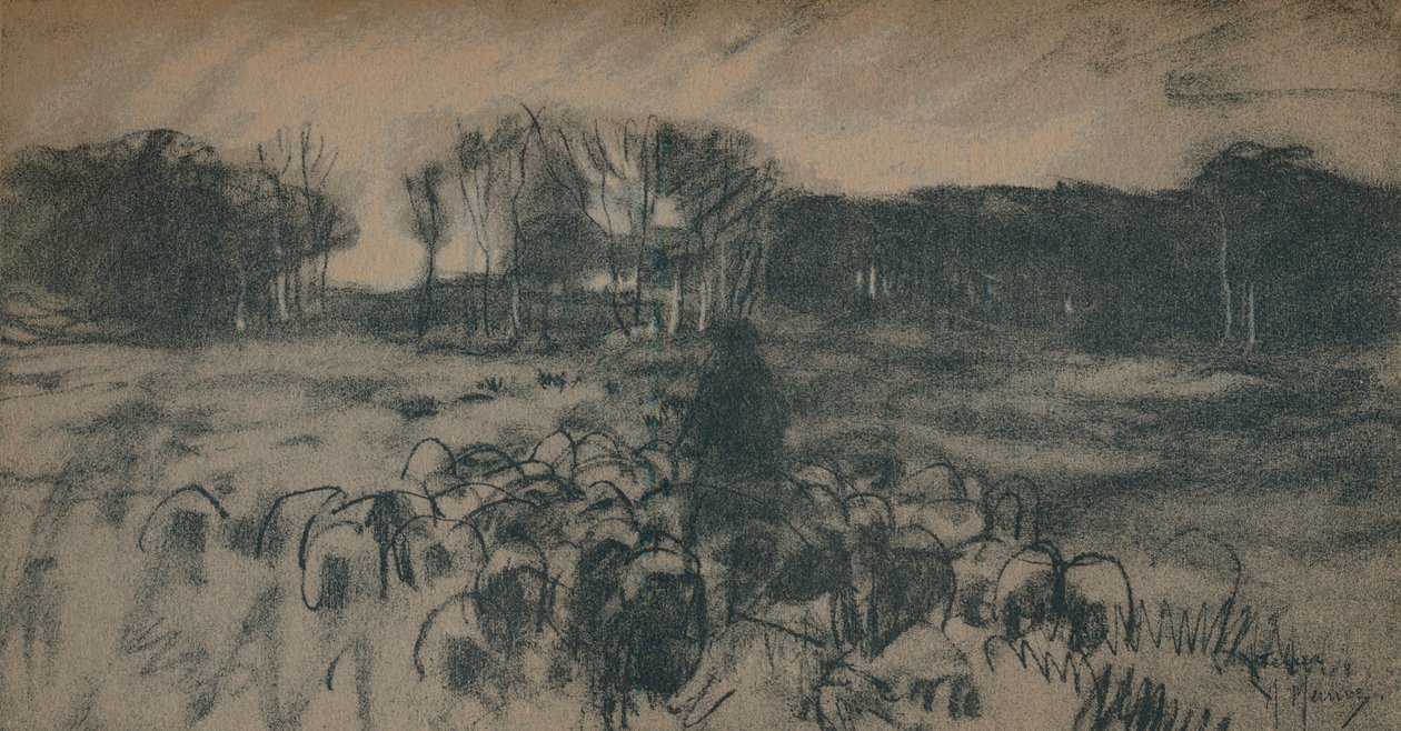 Náčrt pastýře a jeho stáda, 19. století od Anton Mauve
