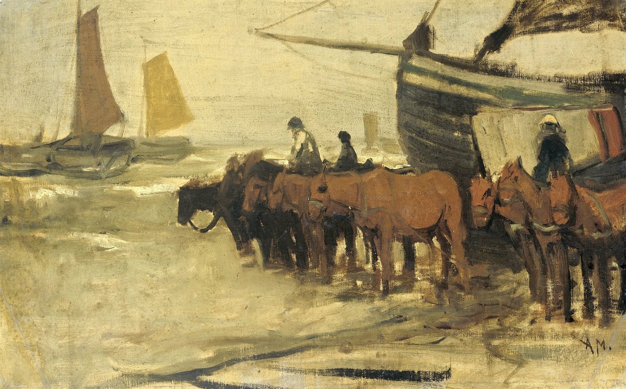 Položení rybářského malíčku do moře od Anton Mauve