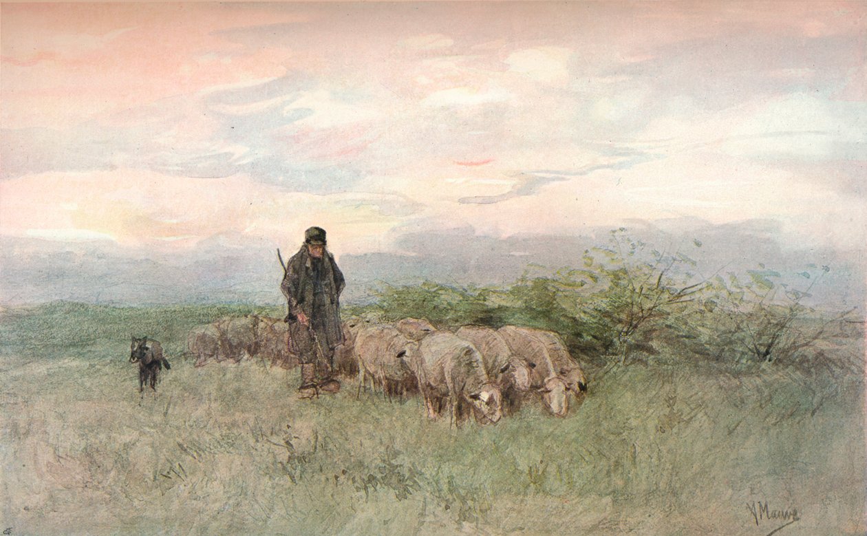 Pastýř a stádo, 19. století od Anton Mauve
