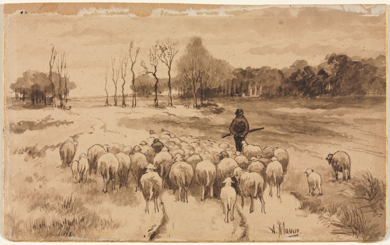Pastýř se svým stádem, c. 1870. od Anton Mauve