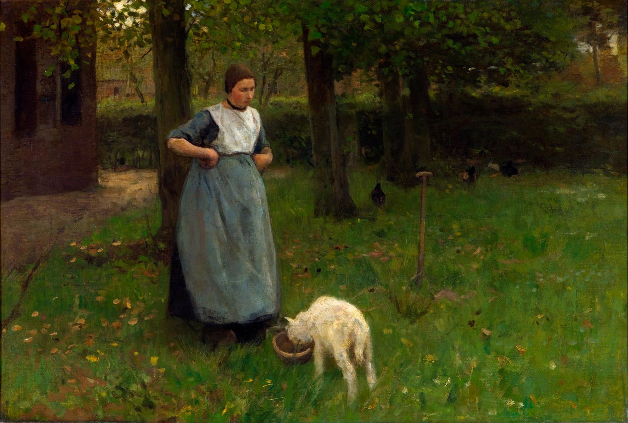 Žena z Larenu s jehněčím od Anton Mauve