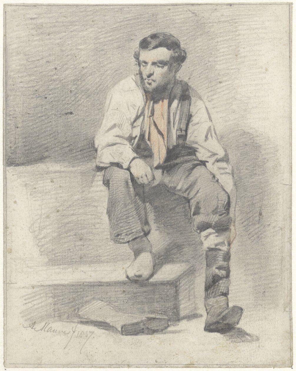 sedícího dělníka od Anton Mauve