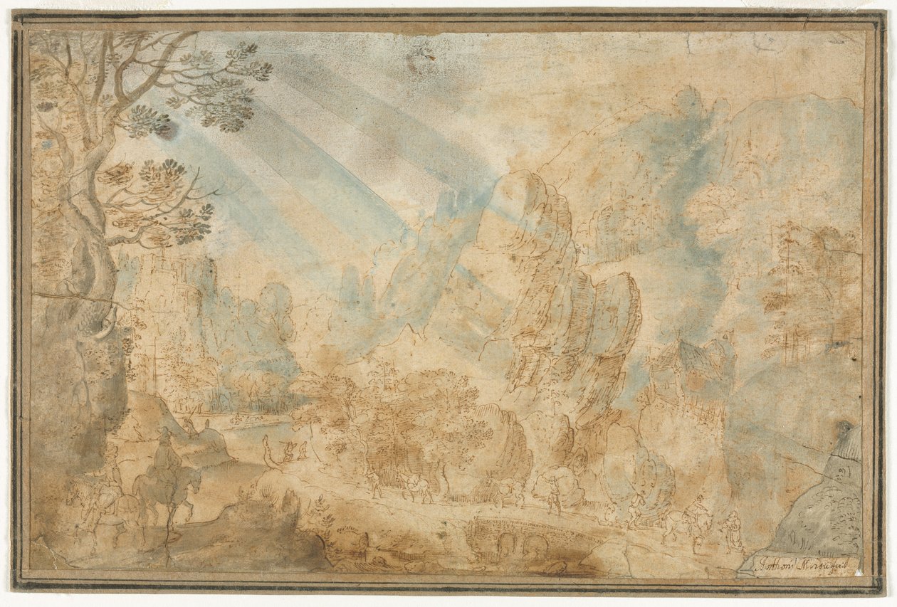 Horská krajina s postavami, první polovina 1600. od Anton Mirou
