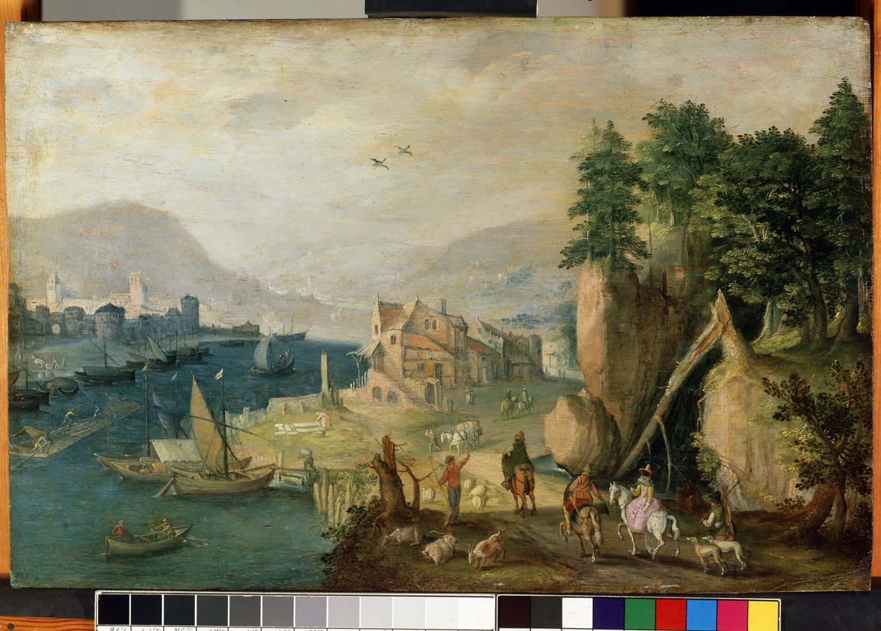 ""Vesnice u hor"" (Město v horách) Krajina Flander. Obraz Antonie (Anton) Mirou (1586-cca 1661) Mikalojus Konstantinas Ciurlionis Fine Arts Museum ze 17. století, Kaunas, Litva od Anton Mirou