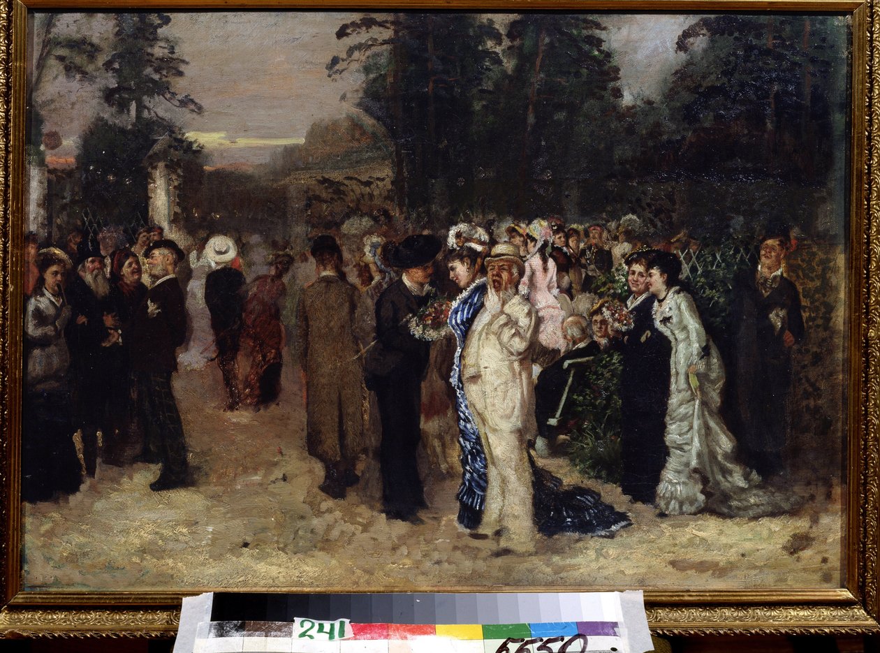 Veřejné slavnosti v parku Sokolniki (Moskva) (Veřejné veselí v Sokolniki). Obraz Nikolaje Pavloviče Čechova (1859-1889). Olej na plátně, ruské umění. Státní ústřední literární muzeum, Moskva. od Anton Pavlovich Chekhov