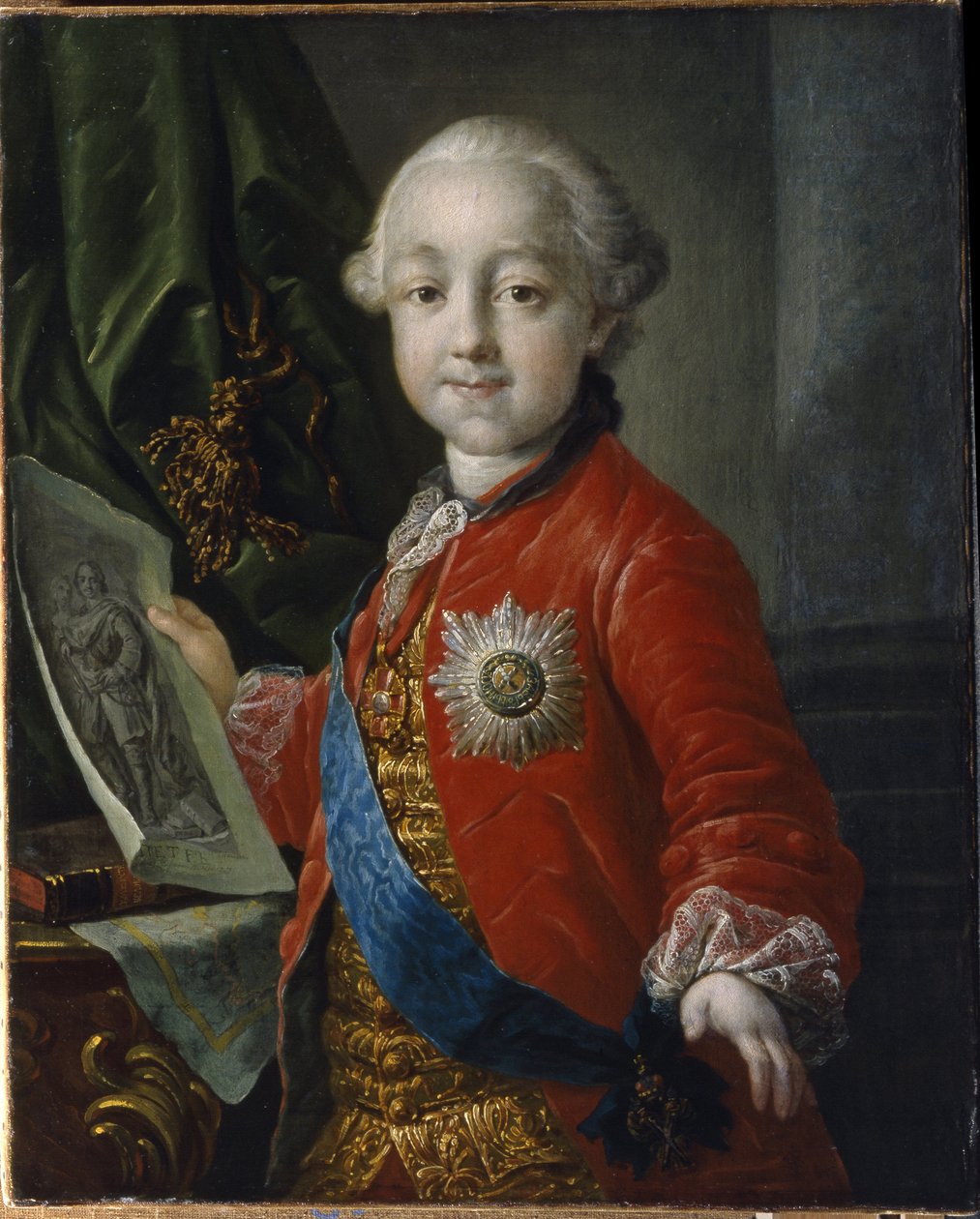 Portrét velkovévody Pavla Petroviče Romanova (1754-1801), jako dítě. (Portrét velkovévody Pavla Petroviče jako dítěte). Ruský císař v letech 1796 až 1801. Obraz Antona Pavloviče Losenka (1737-1773), olej na plátně od Anton Pavlovich Losenko