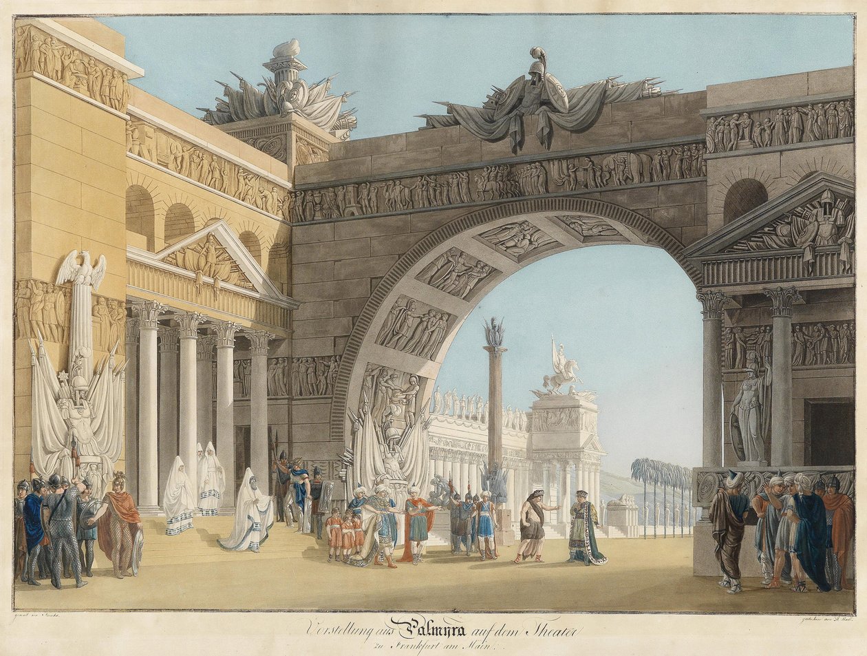 Scénický návrh k opeře Palmira, regina di Persia od Antonia Salieriho - Radl, Anton (1774-1852) - první čtvrtina 19. stol. - Lept, akvarel - 51,3x73,4 - Soukromá sbírka od Anton Radl