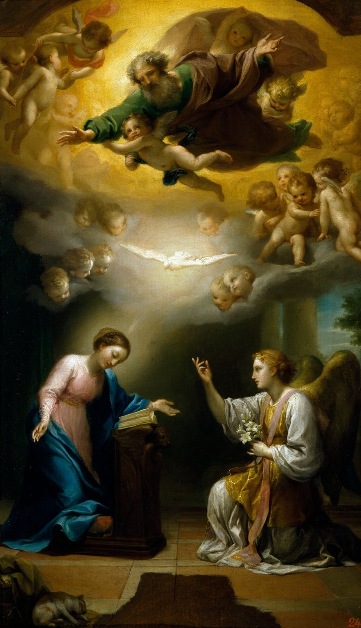 Zvěstování, Anton Raphael Mengs, kolem roku 1767, olej na plátně od Anton Raphael Mengs