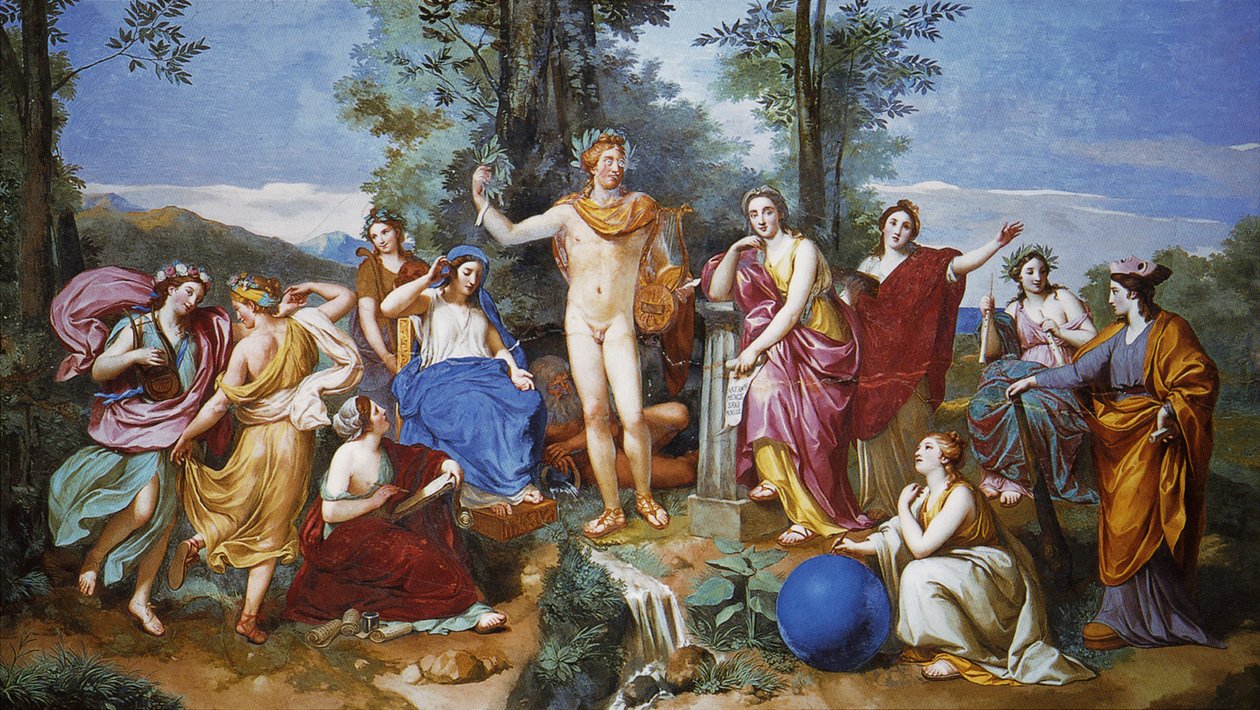 Apollón, Mnémosyna a devět múz od Anton Raphael Mengs