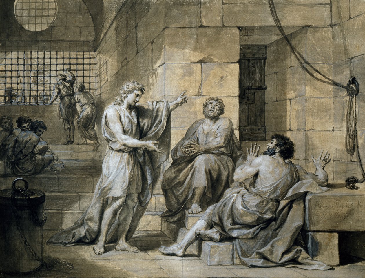 Joseph of Egypt in Prison, Anton Raphael Mengs, kombinovaná média od Anton Raphael Mengs