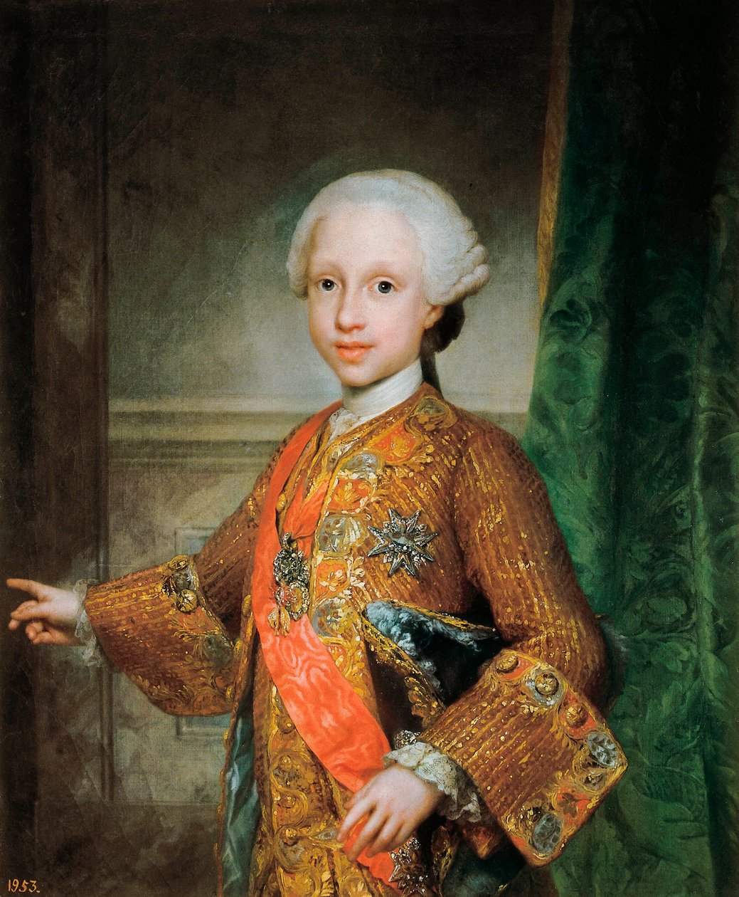 Portrét Francoise Xaviera de Bourbon (1757-1771), španělského nemluvně, rytíře Ducha svatého (Ducha svatého). Obraz Antona Raphaela Mengse (1728-1779). Kolem 1765. Madrid. Muzeum Prado. od Anton Raphael Mengs