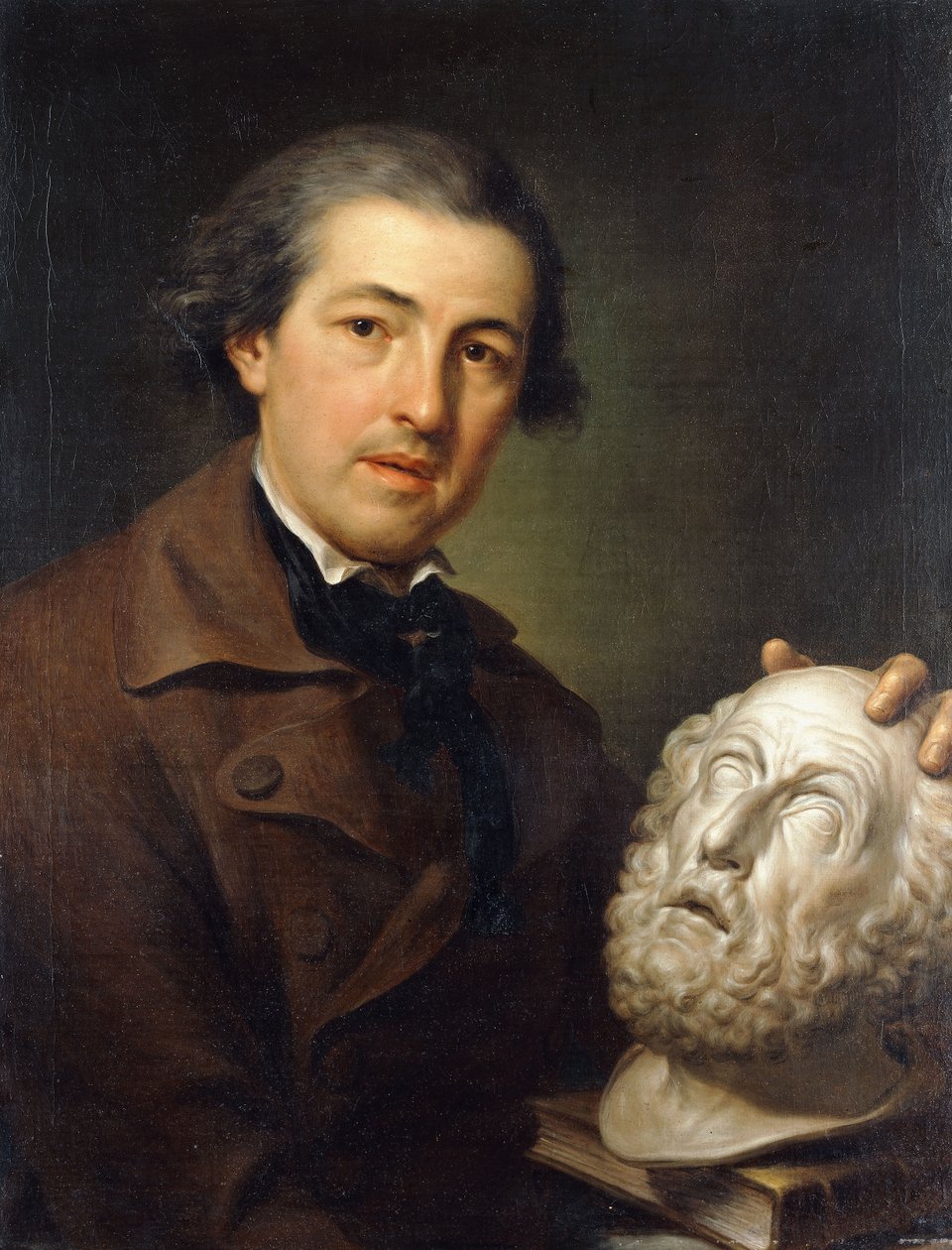 Portrét Giuseppe Franchi, poloviční délka, držící bustu Homera, kolem 1771-73 od Anton Raphael Mengs