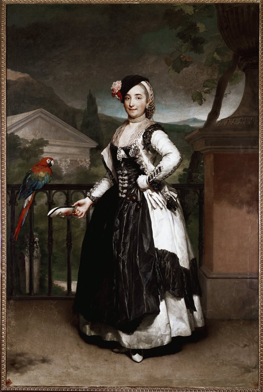 Portrét markýze de Llano, Isabel Parreno, v kostýmu z oblasti Mancha na párty u vídeňského dvora. Obraz Antona Raphaela Mengse (1728-1779). 1787 Madrid. Muzeum Královské akademie sv. Fernanda). od Anton Raphael Mengs