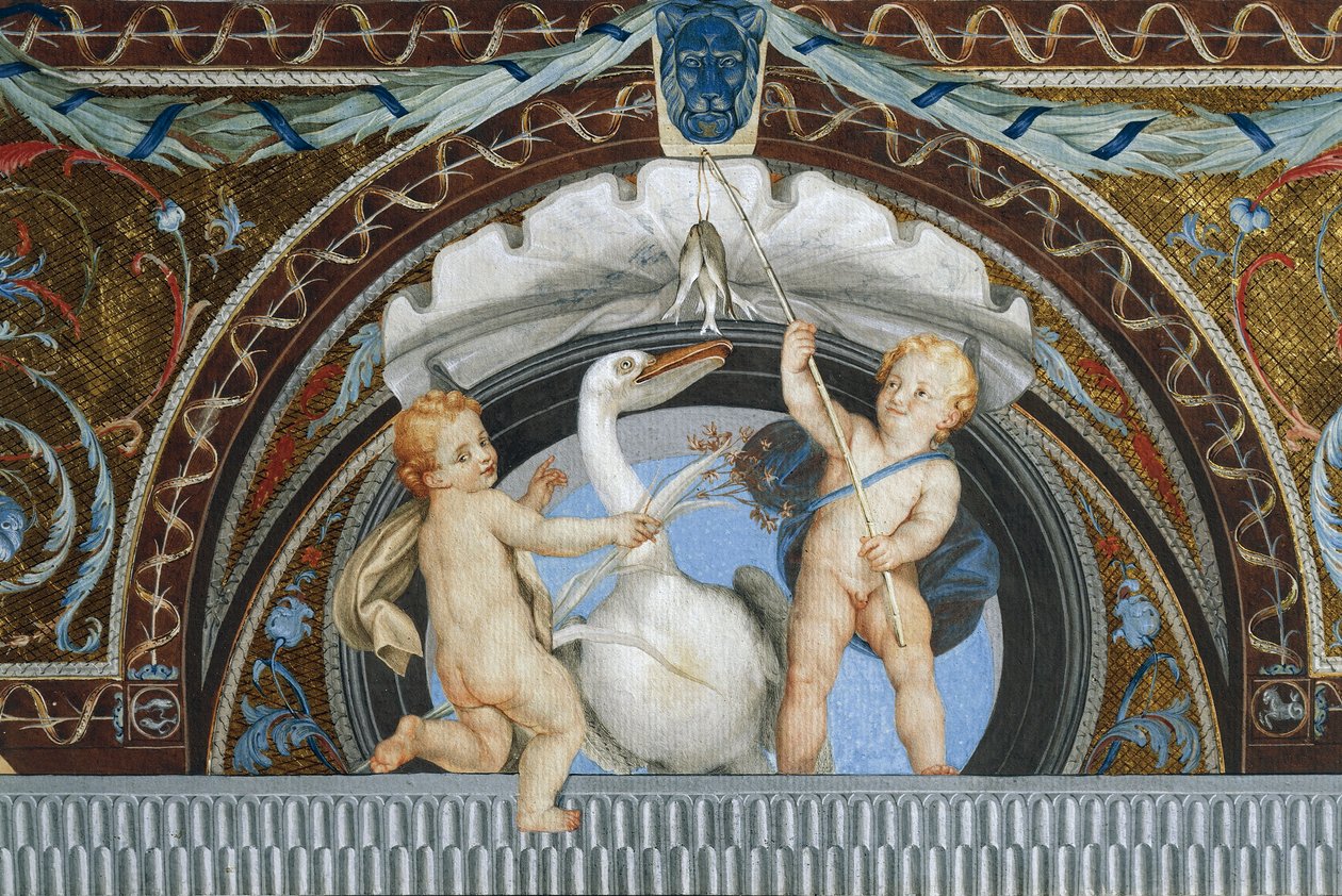 Putti s pelikánem, Anton Raphael Mengs, detail, kombinovaná technika od Anton Raphael Mengs