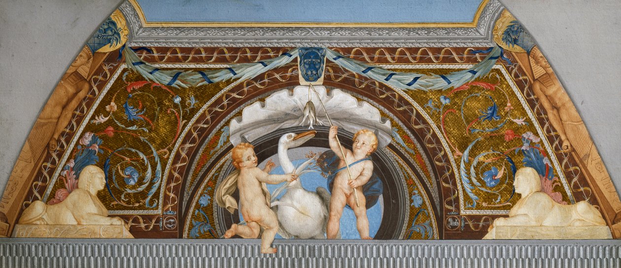 Putti s pelikánem, Anton Raphael Mengs, detail, kombinovaná technika od Anton Raphael Mengs